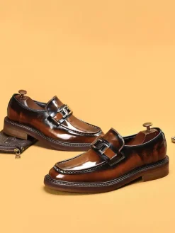 Groom Loafers Mens Horsebit Loafers Genuine Leather Slip On Driving Shoes Smart Office Work Formal Shoes