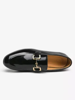 Groom Loafers Mens Horsebit Loafers Slip-on Patent Leather Round Toe Shoes