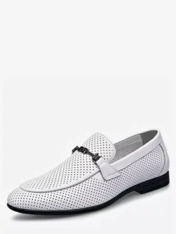 Groom Loafers Mens Horsebit Loafers Genuine Leather Perforated Mesh Dress Shoes