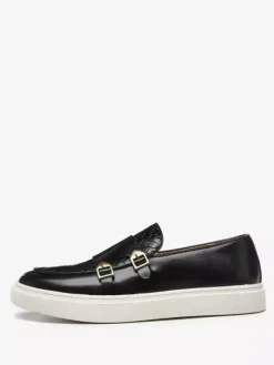 Groom Loafers Mens Monk Strap Buckle Loafers Slip-on Chunky Sole Casual Shoes
