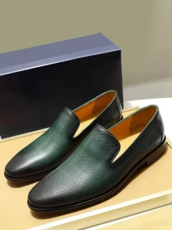 Groom Loafers Mens Slip On Loafers Woven Leather Business Shoes Formal Office Shoes For Men
