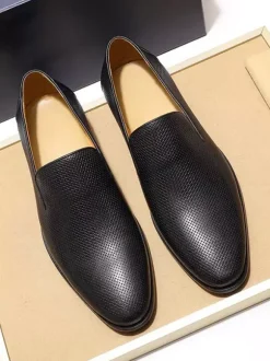 Groom Loafers Mens Slip On Loafers Woven Leather Business Shoes Formal Office Shoes For Men