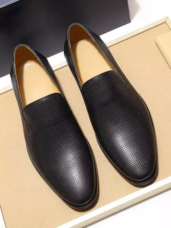 Groom Loafers Mens Slip On Loafers Woven Leather Business Shoes Formal Office Shoes For Men