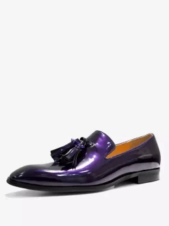 Groom Loafers Men's Tassel Loafers penny Shoes Slip-On Patent Leather Square Toe Prom Party Wedding Shoes