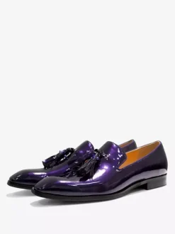 Groom Loafers Men's Tassel Loafers penny Shoes Slip-On Patent Leather Square Toe Prom Party Wedding Shoes