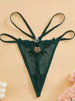 G-String Thong Lace Black Lingerie Women Panties Sheer Mesh Underwear