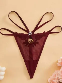 G-String Thong Lace Black Lingerie Women Panties Sheer Mesh Underwear