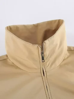 Half Zip Stand Collar Windbreaker Oversized Balloon Sleeve Elastic Hem Jacket