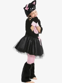 Halloween Animal Role Costume Cosplay Black Pink Cat Bow Costume