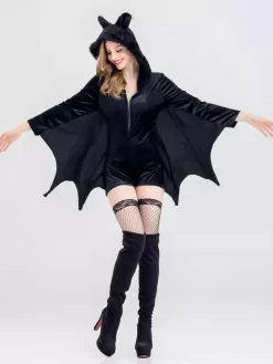 Halloween Bat Costume Women Sexy Vampire Demon Costumes Jumpsuits Halloween