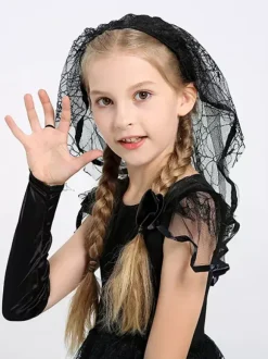 Halloween Black Gothic Scary Bride Kids Costumes Dress
