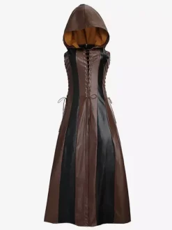 Halloween Carnival Halloween Costumes Color Block Women's Sexy Dress PU Leather Holidays Costumes