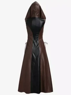 Halloween Carnival Halloween Costumes Color Block Women's Sexy Dress PU Leather Holidays Costumes