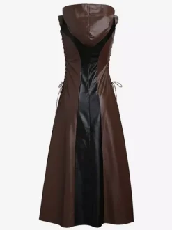 Halloween Carnival Halloween Costumes Color Block Women's Sexy Dress PU Leather Holidays Costumes