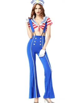 Halloween Costume For Adult Blue Sailors Polyester Holiday Costume Set
