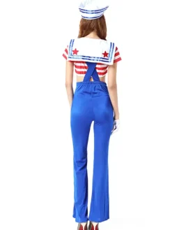 Halloween Costume For Adult Blue Sailors Polyester Holiday Costume Set