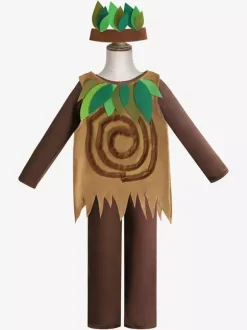 Halloween Costumes For Kids Coffee Brown Polyester Tree Jumpsuit Waistcoat
