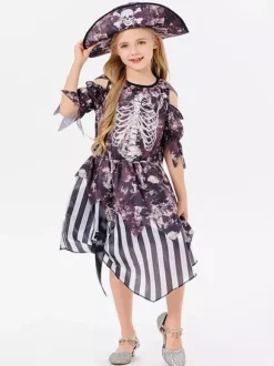 Halloween Costumes For Kids Deep Brown Halloween Polyester Set Kid's Hat Dress