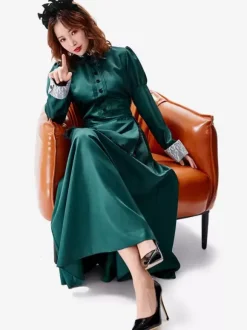 Halloween Costumes Green Vintage Dress Party Maid Set Holidays Costumes