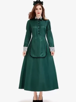Halloween Costumes Green Vintage Dress Party Maid Set Holidays Costumes