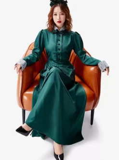 Halloween Costumes Green Vintage Dress Party Maid Set Holidays Costumes