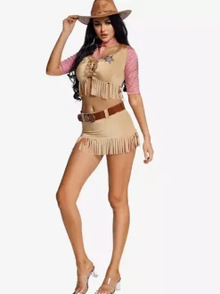 Halloween Costumes Light Brown Vintage Party Set Holidays Cowgirl Costumes