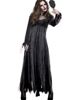Halloween Costumes Woman's Zombie Black Dress Choker Tulle Halloween Holidays Costumes