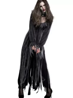 Halloween Costumes Woman's Zombie Black Dress Choker Tulle Halloween Holidays Costumes