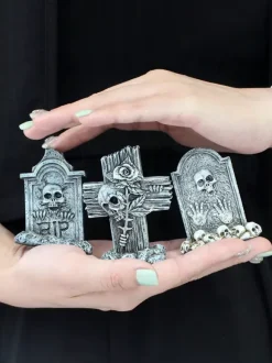 Halloween Decoration Mini Tombstone Trio Set Resin Craft Decor