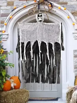 Halloween Decorations Grey Polyester Fiber Halloween Skeleton Props