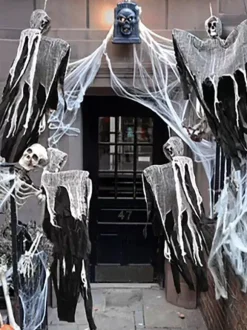 Halloween Decorations Grey Polyester Fiber Halloween Skeleton Props