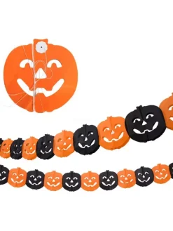 Halloween Decorations Yellow Pumpkin Paper Paper Garland