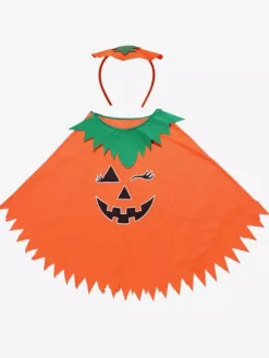 Halloween Glow-in-the-Dark Pumpkin Costume Set Luminous Cape And Hat Trick-or-Treat Full Outfit
