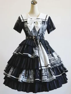 Halloween Gothic Lolita Dresses Bows Black Black