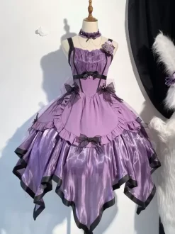 Halloween Gothic Lolita Dresses Bows Ruffles Purple Purple
