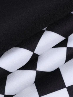 Halloween Gothic Skirt For Women Black Chains Grommets Hip Hop Polyester Plaid Pattern Mini Skirt