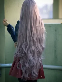 Halloween Hair Wigs Carnival Synthetic Wigs Lavender Long Side Parting Curly Tousled Hair Wigs For Women