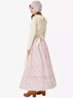 Halloween Halloween Costumes Pink Women's Elegant Apron Hat Polyester Floral Print Set Holidays Costumes