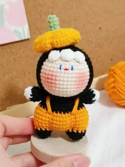 Halloween Hand-Knit Holiday Plushies Witch And Pumpkin Elf Dolls