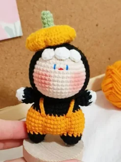 Halloween Hand-Knit Holiday Plushies Witch And Pumpkin Elf Dolls