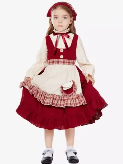 Halloween Kids Halloween Costumes Red Halloween Set Kid's Polyester Dress Headwear