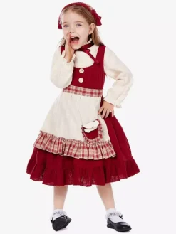 Halloween Kids Halloween Costumes Red Halloween Set Kid's Polyester Dress Headwear