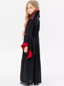 Halloween Kids Halloween Costumes Black Halloween Polyester Set Kid's Necklace Dress