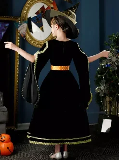 Halloween Polyester Fiber Tea Party 3/4 Length Sleeves Polyester Jumpsuit ROCOCO Style Black Kids' Lolita Dresses