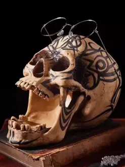 Halloween Skull Sculpture Medieval Dark Cranium Decor