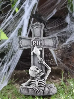 Halloween Tombstone Decor Gothic Graveyard Lawn Ornaments Weatherproof Resin Cemetery Props