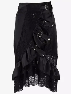 Halloween Black Lace Punk Rock Gothic Skirt High Waist Irregular Skirt