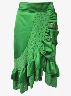 Halloween Black Lace Punk Rock Gothic Skirt High Waist Irregular Skirt