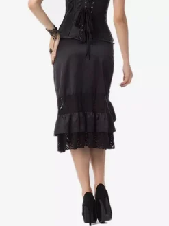 Halloween Black Lace Punk Rock Gothic Skirt High Waist Irregular Skirt