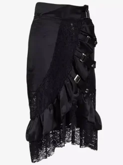 Halloween Black Lace Punk Rock Gothic Skirt High Waist Irregular Skirt